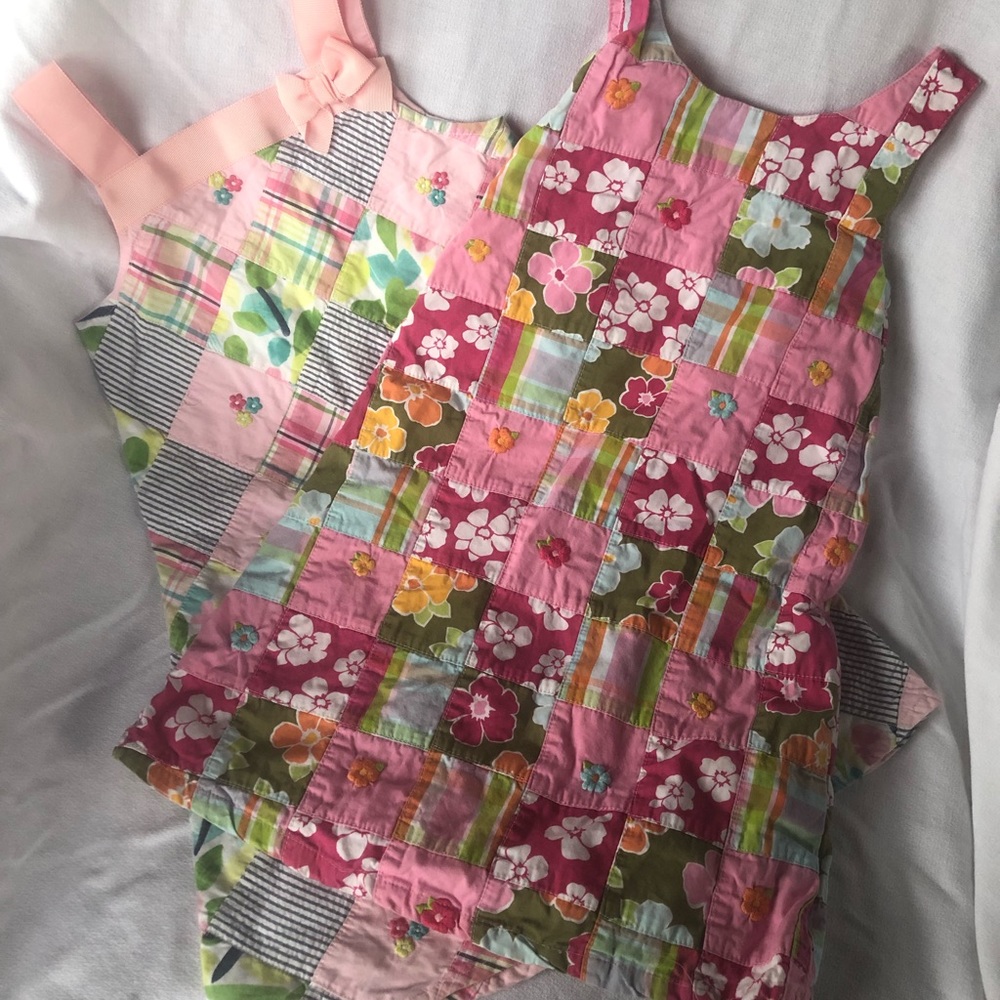 Patchwork quilt jumper GYMBOREE set of 2 girls floral dress jumpers SIZE 6